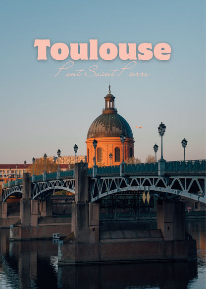 Affiche photo Toulouse – Pont Saint-Pierre – Poster décoration – Ville rose